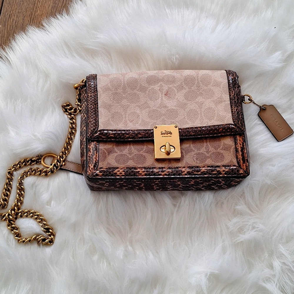 Authentic Coach leather purse.   Signature brand snakeshin